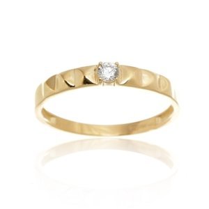 Dámský prsten ze žlutého zlata se zirkony PR0598F + DÁREK ZDARMA