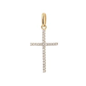 Zlatý přívěšek křížek s diamanty L'amour Diamonds CP5171 + dárek zdarma