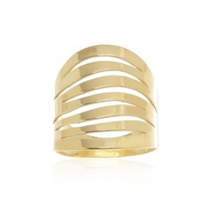 Dámský široký zlacený stříbrný prsten STRP0507F