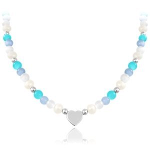 Stříbrný náhrdelník s přírodními perlami a kuličkami JMAN7006SN45 + dárek zdarma