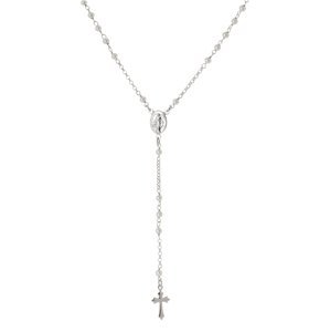 Stříbrný perličkový růženec s křížkem a madonkou 52 cm 73530F + dárek zdarma