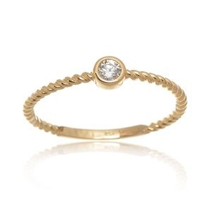 Dámský prsten ze žlutého zlata s kamínkem PR0318F + DÁREK ZDARMA