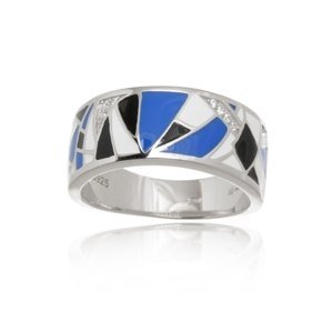 Luxusní stříbrný prsten zdobený smaltem STRP0512F + dárek zdarma