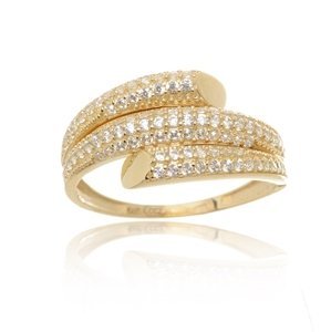 Dámský prsten ze žlutého zlata se zirkony PR0619F + DÁREK ZDARMA