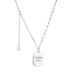 Stříbrný náhrdelník placička ETERNAI LOVE a přívěsek s mini zirkonkem 12070.1