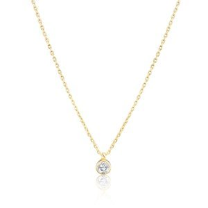 Dámský stříbrný pozlacený náhrdelník s čirým zirkonem STNAH163F