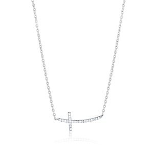 Dámský stříbrný náhrdelník křížek se zirkony STNAH168F