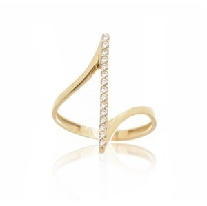 Dámský prsten ze žlutého zlata s čirými zirkony PR0625F + DÁREK ZDARMA