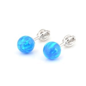 Stříbrné náušnice opálová kulička modrá STNAU1626F