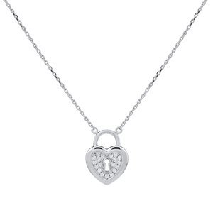 Stříbrný náhrdelník zámek srdce Romeo s Brilliance Zirconia dámský