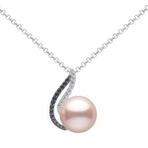 Stříbrný náhrdelník Agnes s růžovou perlou a Brilliance Zirconia
