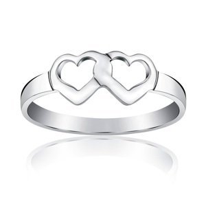 Stříbrný prsten dvojité srdce velikost obvod 60 mm