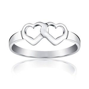 Stříbrný prsten dvojité srdce velikost obvod 47 mm