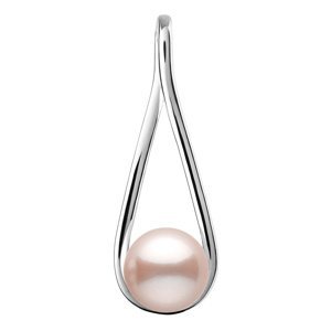 Stříbrný elegantní přívěsek Jolie s růžovou přírodní perlou