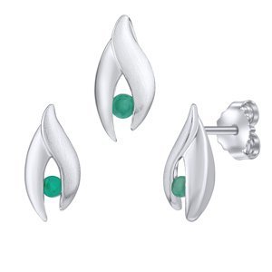 Stříbrný set šperků Claire s pravým smaragdem - náušnice a přívěsek