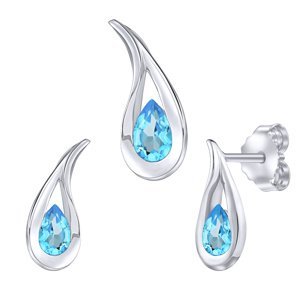Stříbrný set šperků Daisy s pravým modrým topazem - náušnice a přívěsek