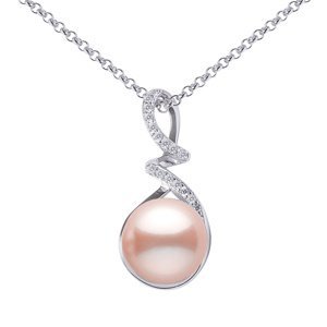 Stříbrný náhrdelník Lena s pudrovou perlou a Brilliance Zirconia
