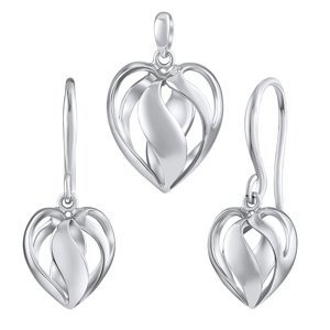 Stříbrný set šperků srdce Layla - náušnice a přívěsek
