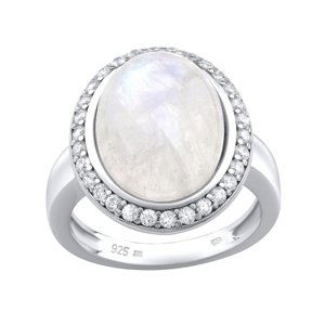 Stříbrný prsten s přírodním Měsíčním kamenem velikost obvod 48 mm