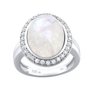 Stříbrný prsten s přírodním Měsíčním kamenem velikost obvod 61 mm