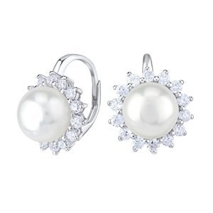 Luxusní stříbrné náušnice s přírodní bílou perlou