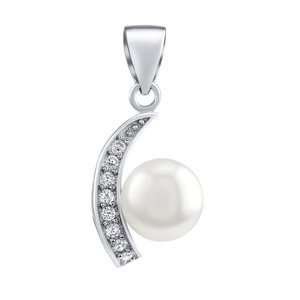 Stříbrný přívěsek ADELINA s bílou perlou