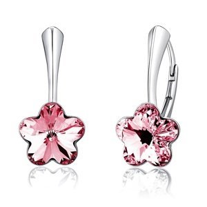 Stříbrné náušnice se Swarovski® Crystals květ růžový