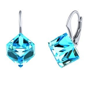 Stříbrné náušnice modré kostky Swarovski® Crystals