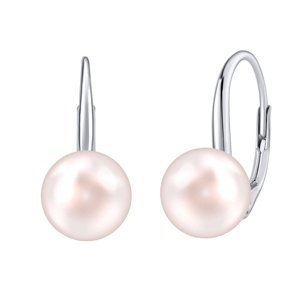 Stříbrné náušnice se světle růžovou perlou Swarovski® Crystals