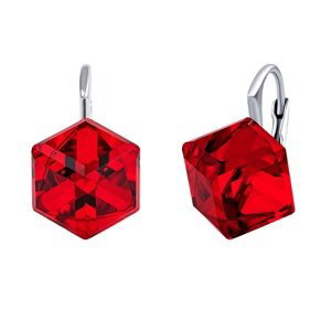 Stříbrné náušnice kostky červené Swarovski® Crystals