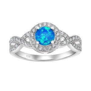 Stříbrný prsten CHERIE s modrým opálem velikost obvod 62 mm