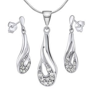 Stříbrná elegantní souprava šperků s čirými zirkony