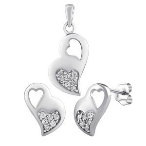 Stříbrná decentní souprava šperků Srdce