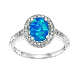 Stříbrný prsten LUNA s modrým opálem velikost obvod 49 mm