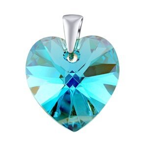 Stříbrný přívěsek modré Srdce 14mm se Swarovski® Crystals