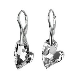 Luxusní stříbrné náušnice Argent Heart se Swarovski® Crystals