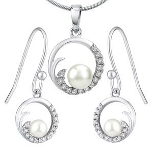 VIVA stříbrná perlová souprava šperků přívěsek a náušnice