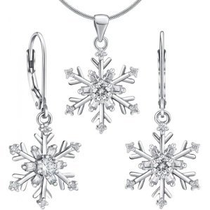 Set stříbrných šperků - náušnice a přívěsek sněhová vločka