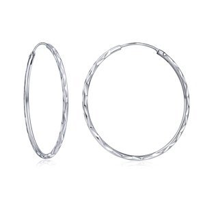 Stříbrné náušnice kruhy 30 mm s diamantovým výbrusem