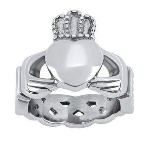 Ocelový prsten Claddagh - AKCE velikost obvod 48 mm