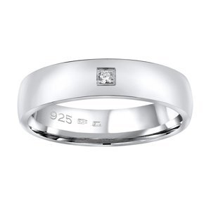 Snubní stříbrný prsten POESIA v provedení se zirkonem pro ženy velikost obvod 46 mm