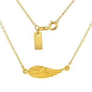 Stříbrný náhrdelník pozlacený s přívěskem andělské křídlo
