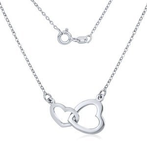 Stříbrný srdíčkový náhrdelník - dvojité propojené srdce