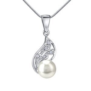 Stříbrný přívěsek GENEVIE s bílou pravou přírodní perlou
