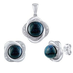 Stříbrný set šperků Ariel se syntetickým slunečním kamenem a Brilliance Zirconia