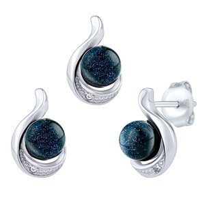 Stříbrný set šperků Geonna se syntetickým slunečním kamenem a Brilliance Zirconia