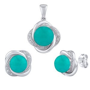 Stříbrný set šperků Ariel s pravým amazonitem a Brilliance Zirconia