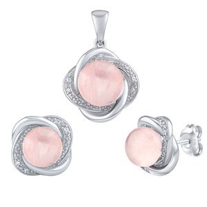 Stříbrný set šperků Ariel s pravým růženínem a Brilliance Zirconia