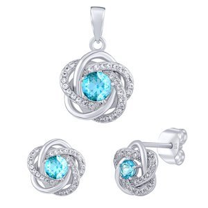 SILVEGO Stříbrný set šperků ROSALYN - náušnice a přívěsek s pravým Topazem a Brilliance Zirconia