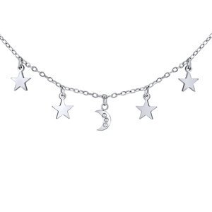 Ocelový náhrdelník Jeddy - noční obloha s křištály